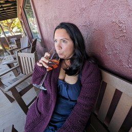 Relaxing sip on the patio.