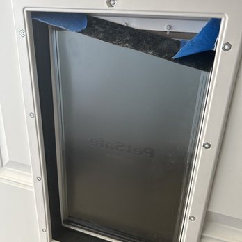 O’Gara’s Master Handyman Service - Dog door is falling apart. Not surprising since the handyman used blue painters tape - Handyman Near Me O’Gara’s Master Handyman Service - Dog door is falling apart. Not surprising since the handyman used blue painters tape - Handyman Near Me