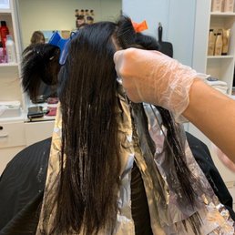 Thick Asian black hair. Before