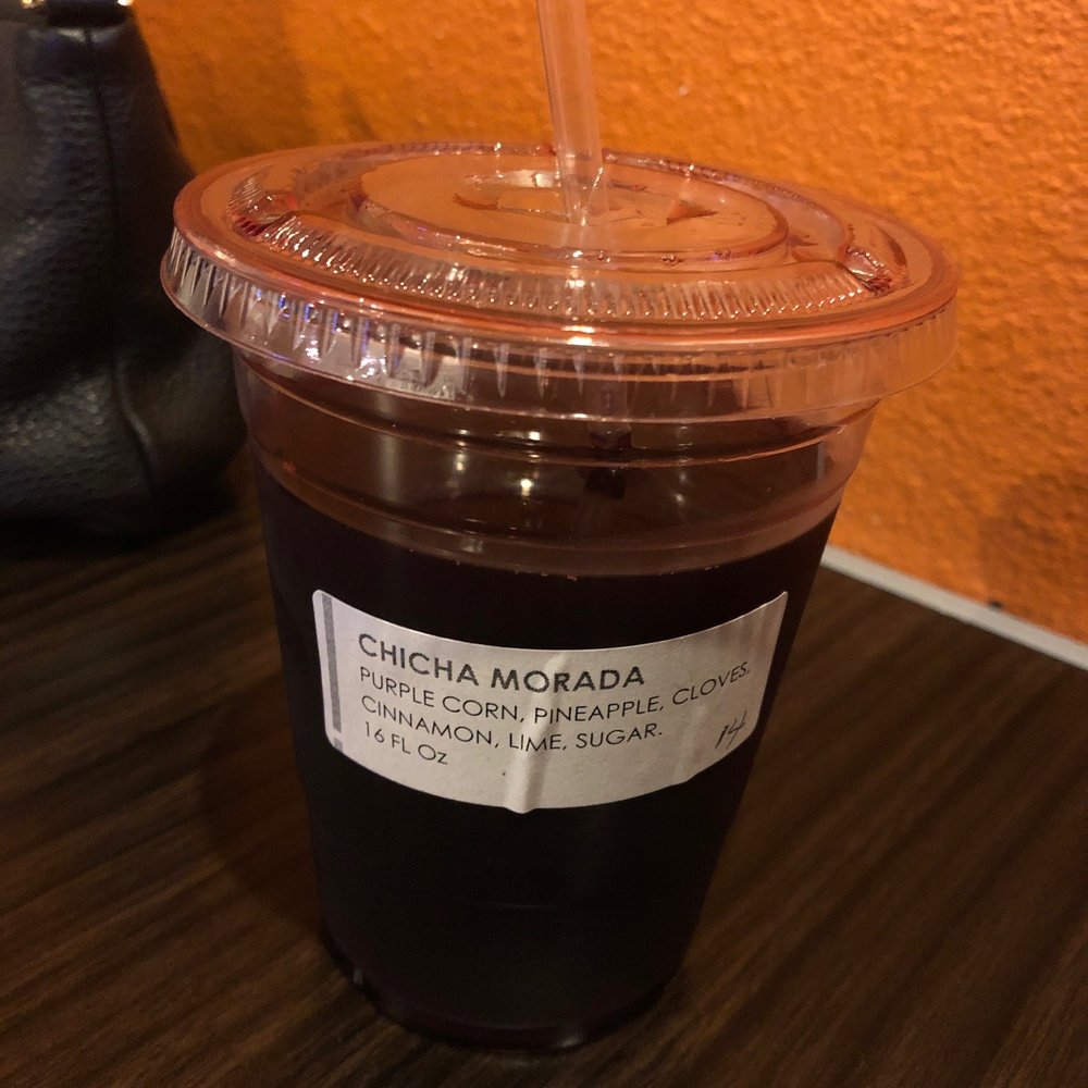 Red Panka - Chicha Morada, sweet cinnamon-ish flavored drink, nice cold drink. - Peruvian Near Me - Redlands, California Red Panka - Chicha Morada, sweet cinnamon-ish flavored drink, nice cold drink. - Peruvian Near Me - Redlands, California