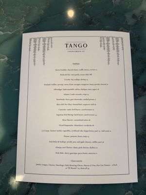 Menu photo 5 Tango Laguna Beach, CA