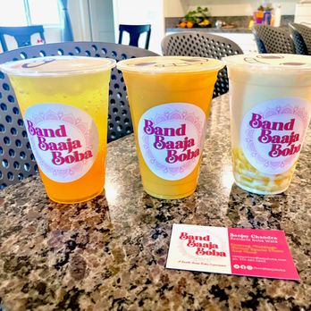 Band Baaja Boba - Mango Soda with Mango Popping Pearls, Mango Lassi, and Mango Milk with Mango Jelly - Bubble Tea Near Me - Norco, California Band Baaja Boba - Mango Soda with Mango Popping Pearls, Mango Lassi, and Mango Milk with Mango Jelly - Bubble Tea Near Me - Norco, California