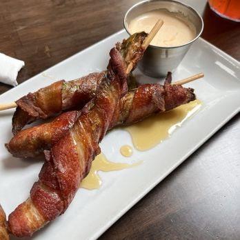 Barrelhouse 101 - Bacon wrapped pickles and chipotle ranch, YUM. - American Near Me - Ventura, California Barrelhouse 101 - Bacon wrapped pickles and chipotle ranch, YUM. - American Near Me - Ventura, California