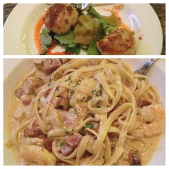 Hennen's - Crab cakes (appetizer) and Tagliatelle pasta - Steakhouses Near Me - Chattanooga, Tennessee