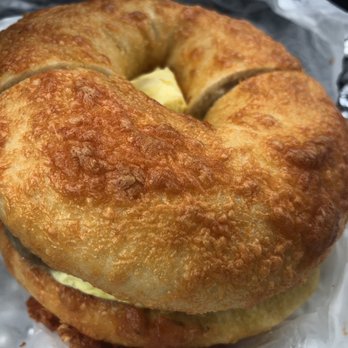 The Bagelry - Sausage & Egg on Cheese Bagel, Toasted!!! - Bagels Near Me - Silver Spring, Maryland