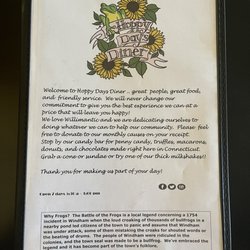 Hoppy Days Diner - Menu cover