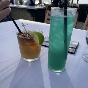 Fleetwood's on Front St - Mai Tai on the left, Blue Hawaiian in right. - New American Near Me - Lahaina, Hawaii