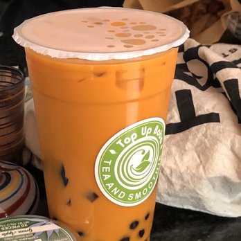 Top Up - Thai tea with boba and grass jelly - Bubble Tea Near Me - Alameda, California Top Up - Thai tea with boba and grass jelly - Bubble Tea Near Me - Alameda, California