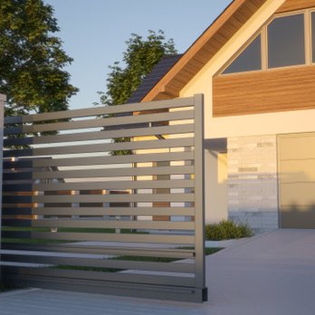 Deco Fence - Modern Cantilever Style Wrought Iron Gate - Fences & Gates Near Me
