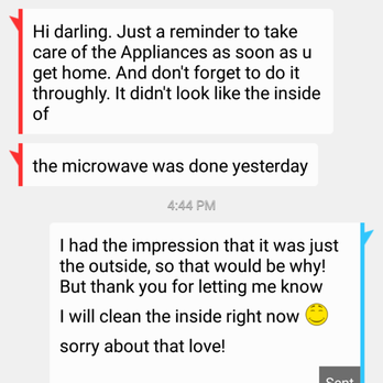 Serenity House - Examples of conversation. Note I cleaned outside of all appliances, she only notices the one thing done wrong - Rehabilitation Center Near Me