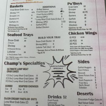 Champ’s Seafood & Grill - Menu - Seafood Near Me - Atlanta, Georgia