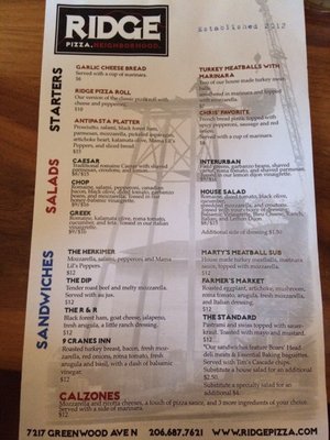 Menu photo 4 The Ridge Seattle, WA Menu photo 4 The Ridge Seattle, WA