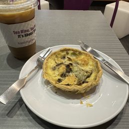 Cold brew and quiche. Cold brew and quiche.