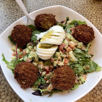 Nish Nush - Green Falafel Salad ($12) - Vegetarian Near Me - New York, New York Nish Nush - Green Falafel Salad ($12) - Vegetarian Near Me - New York, New York