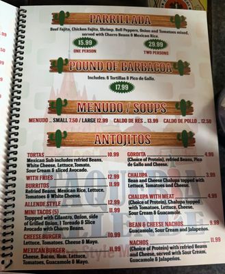 Menu photo 1 Taqueria Allende Schertz, TX