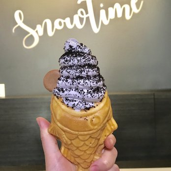 Snowtime - Taro ice cream with a macaron and Oreo crumbs! Yum! And the fish waffle cone spread with Nutella is the best part! - Coffee & Tea Near Me - Chandler, Arizona Snowtime - Taro ice cream with a macaron and Oreo crumbs! Yum! And the fish waffle cone spread with Nutella is the best part! - Coffee & Tea Near Me - Chandler, Arizona