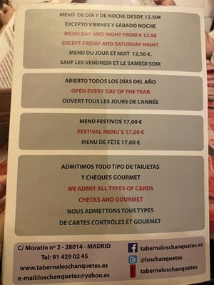 Menu photo 2 Los Chanquetes Madrid, M Menu photo 2 Los Chanquetes Madrid, M