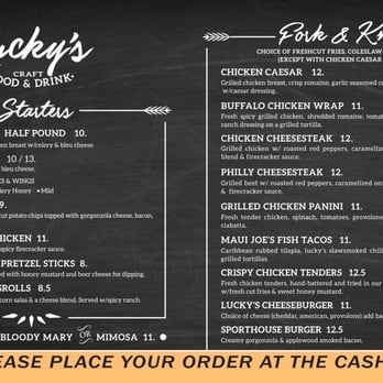 Lucky's Craft Food and Drink - a menu - American Near Me - Avoca, Pennsylvania Lucky's Craft Food and Drink - a menu - American Near Me - Avoca, Pennsylvania