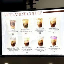 Vietnamese coffee menu