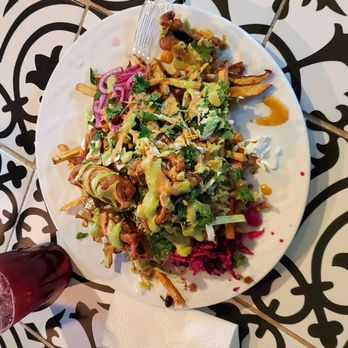 The Vegan Vato - Loaded fries and tea the dish is great more then be eaten in one sitting - Vegan Near Me - Victorville, California The Vegan Vato - Loaded fries and tea the dish is great more then be eaten in one sitting - Vegan Near Me - Victorville, California