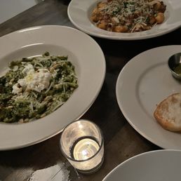 Gnocchi and the pesto pasta