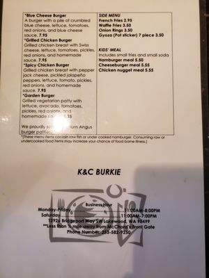 Menu photo 4 K & C Burkie Lakewood, WA