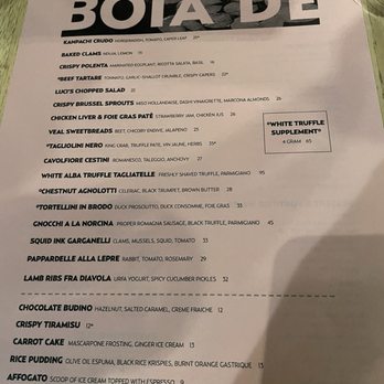 Boia De - Menu - Italian Near Me - Miami, Florida
