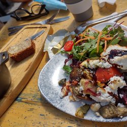 Forgefield Coffee Shop - Soup and goat cheese sandwich - both excellent.