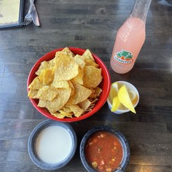 Chips and dips served hot and crispy. Salsa was nice and spicy served with Guava Jarritos.