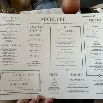 The Archduke - Menu - Modern European Near Me - London, XGL