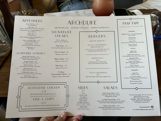 Menu photo 1 The Archduke London, XGL