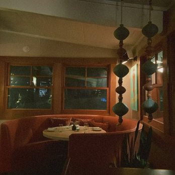 Norman at Skyview Los Alamos - One of booths in the corner of the restaurant for bigger groups - New American Near Me - Los Alamos, California