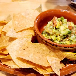 Chunky guacamole and warm chips.