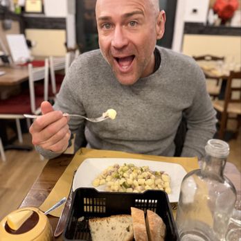 Osti Matti - Me enjoying the amazing gnocchi and bread used only to sop up the sauce at the end of the meal Sabatino said - Trattorie Near Me - Rome, RM