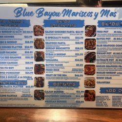 Blue Bayou Cafe - Menu