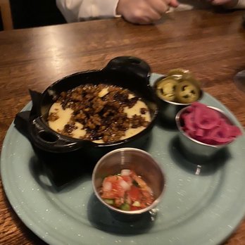 A'Verde Cocina and Tequila Library - Queso with chorizo and chips. - New Mexican Cuisine Near Me - Cary, North Carolina