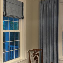 The Interior Alternative Fabric Outlet - stationary shade and top tack panels on an acrylic rod