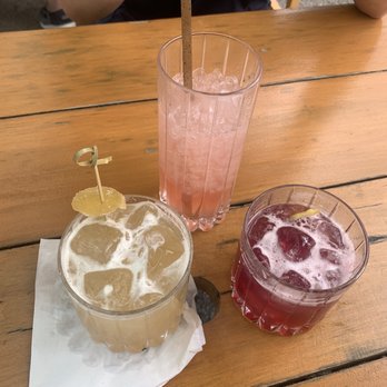 Heights Bier Garten - Greek drink, heart drink, and honey bear. - Cocktail Bars Near Me - Houston, Texas