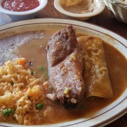 Tio Juan's 2 - Cheese chile relleno with ground beef enchilada smothered in green chili sauce