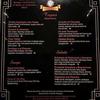 Paellas Restaurant - Menu 2/2 (Feb 2023) - Spanish Near Me - Winter Park, Colorado