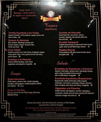 Menu photo 1 Paellas Restaurant Winter Park, CO