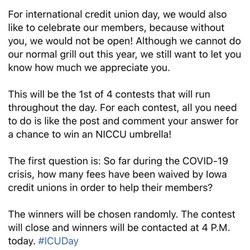 North Iowa Community Credit Union - NICCU waiving fees for covid