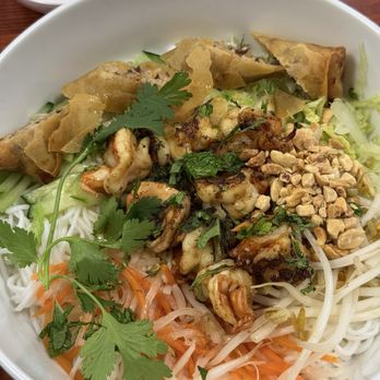 Soul Pho Cafe - grilled shrimp & egg roll vermicelli (refreshing rice noodle salad) - Vietnamese Near Me - Simpsonville, South Carolina