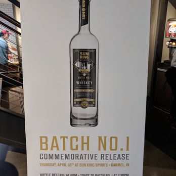 Sun King - Carmel - Batch number one release of their first whiskey. - Food Court Near Me - Carmel, Indiana Sun King - Carmel - Batch number one release of their first whiskey. - Food Court Near Me - Carmel, Indiana