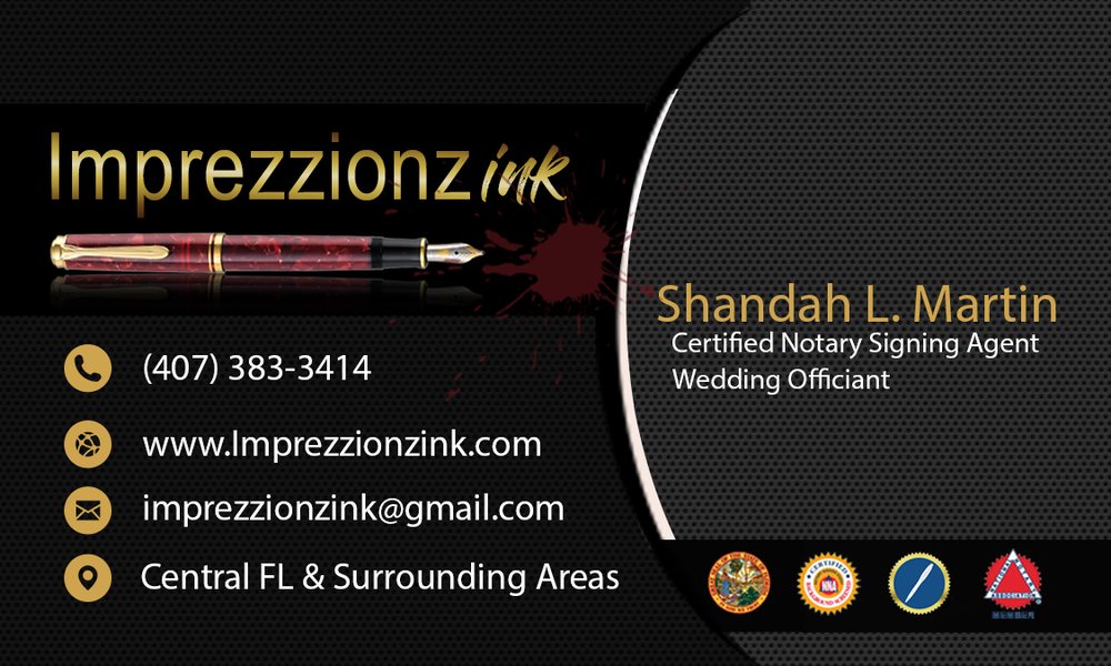 IMPREZZIONZ INK Orlando, Florida Notaries Phone Number Yelp
