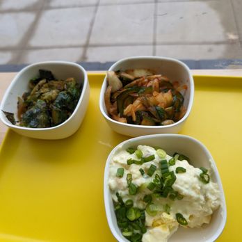 Basic Bird - Soapy Brussels on the left, mildest kimchi top right, eggy potato salad++ - Korean Near Me - Des Moines, Iowa Basic Bird - Soapy Brussels on the left, mildest kimchi top right, eggy potato salad++ - Korean Near Me - Des Moines, Iowa