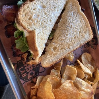 The BBQ Lab - BLT with house made bacon and house made potato chips - Barbeque Near Me - Raleigh, North Carolina The BBQ Lab - BLT with house made bacon and house made potato chips - Barbeque Near Me - Raleigh, North Carolina
