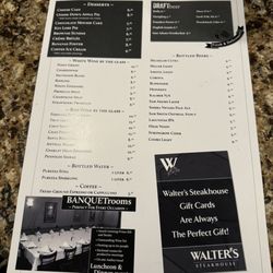 Walter's Steakhouse - Menu