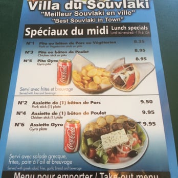 Villa du Souvlaki - Special midi - Greek Near Me - Montreal, Quebec Villa du Souvlaki - Special midi - Greek Near Me - Montreal, Quebec