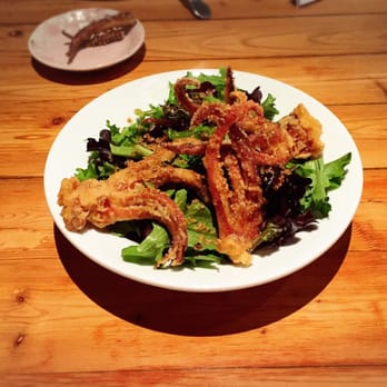 Fukada - Fried Squid Legs over salad - Japanese Near Me - Irvine, California Fukada - Fried Squid Legs over salad - Japanese Near Me - Irvine, California